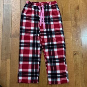 Womens flannel red plaid pajama pants drawstring size L.